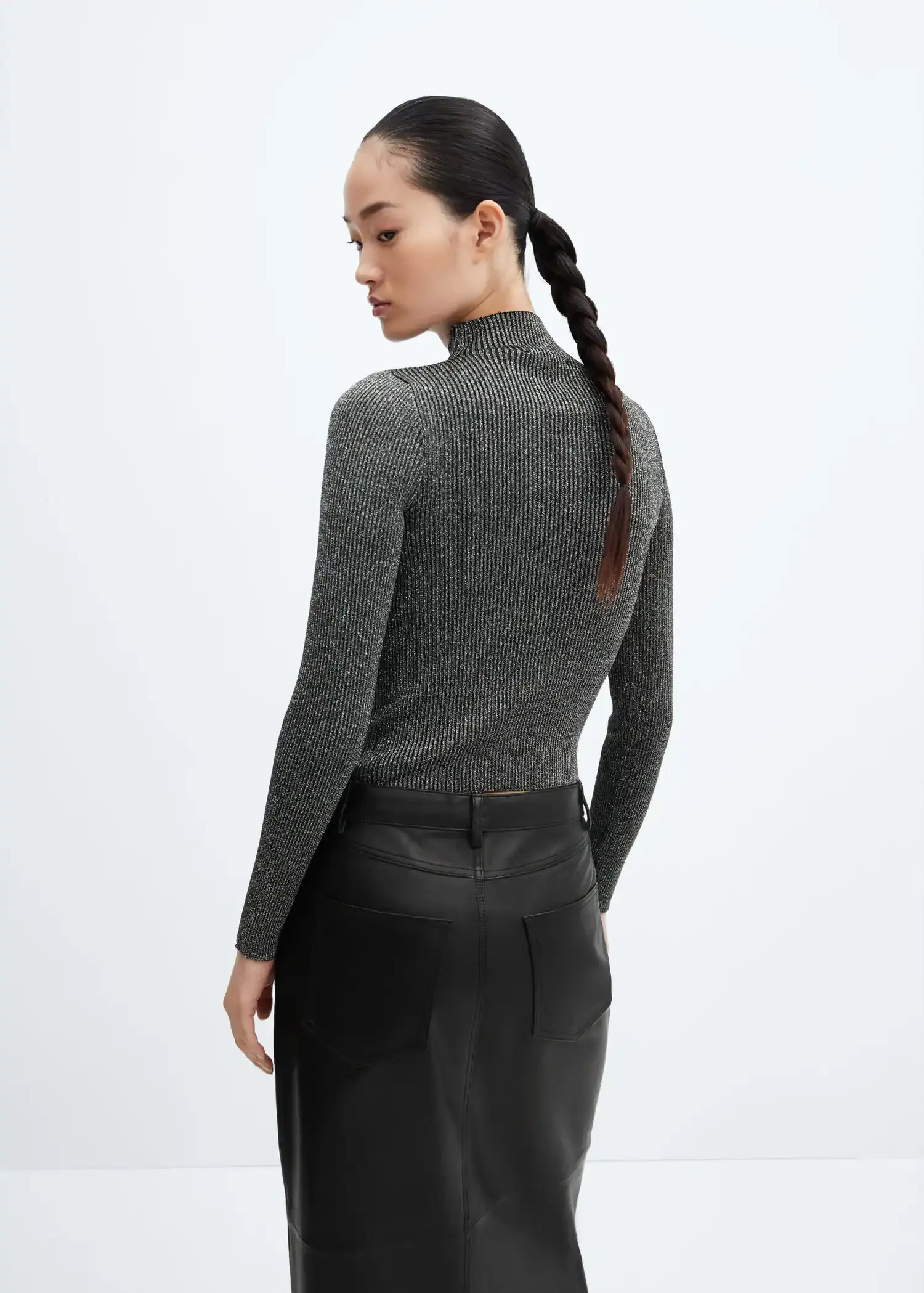 Mango Lurex perkins-neck sweater. 3