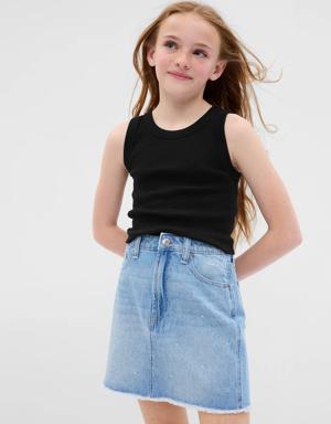 Kids Cropped Rib Tank Top black