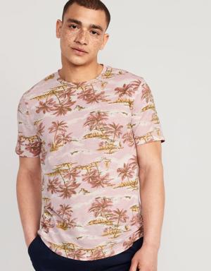 Soft-Washed Printed Crew-Neck T-Shirt for Men pink