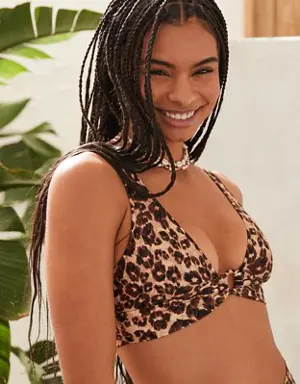 Longline Plunge Leopard Ring Bikini Top