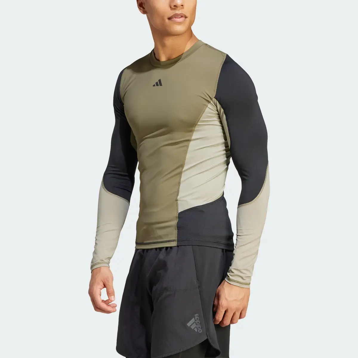 Adidas Techfit Colorblock Training Long Sleeve Tee. 1