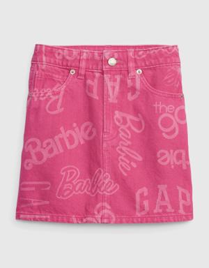 &#215 Barbie&#153 Kids High Rise Logo Denim Skirt pink