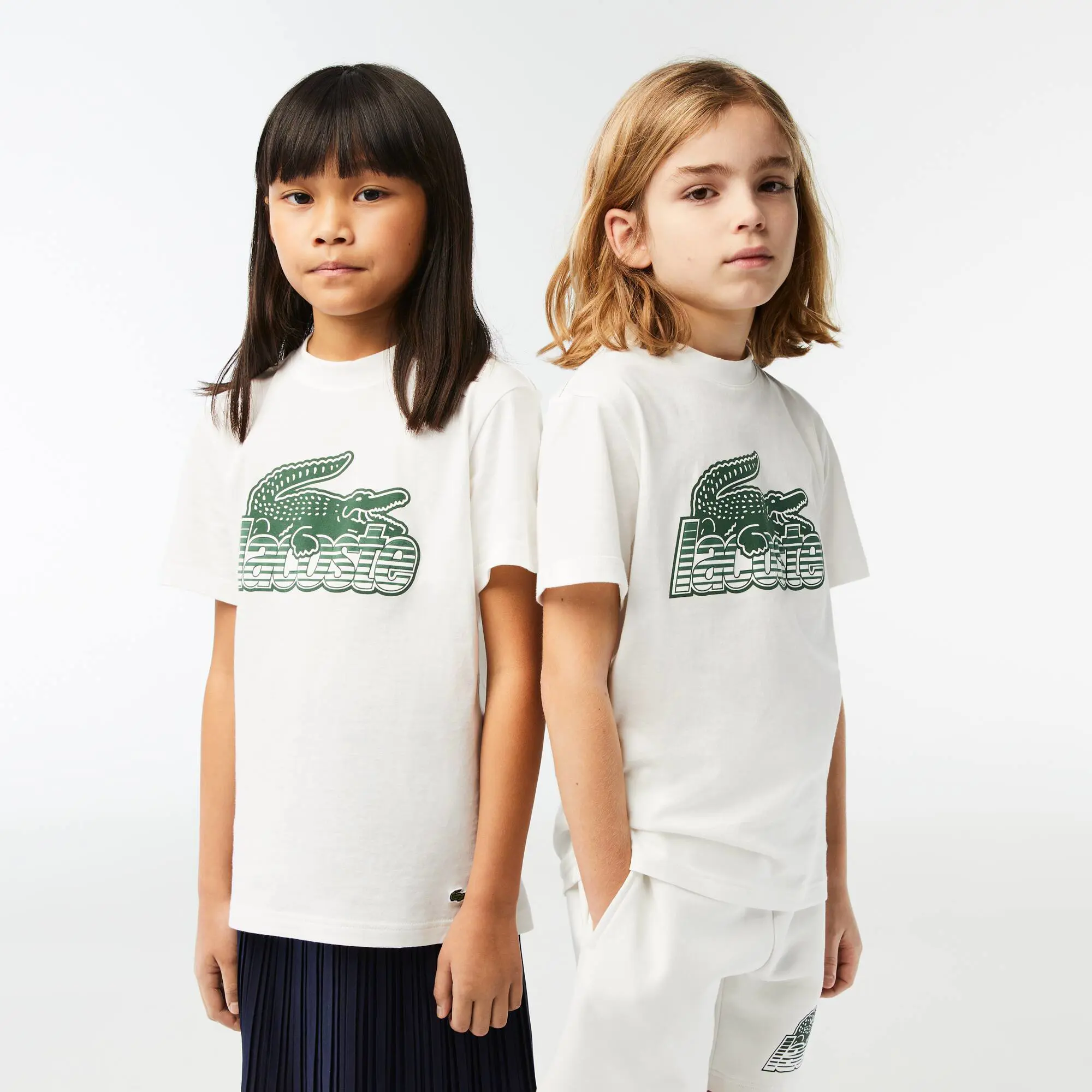 Lacoste T-shirt de algodão orgânico com estampado a contrastar para criança. 1