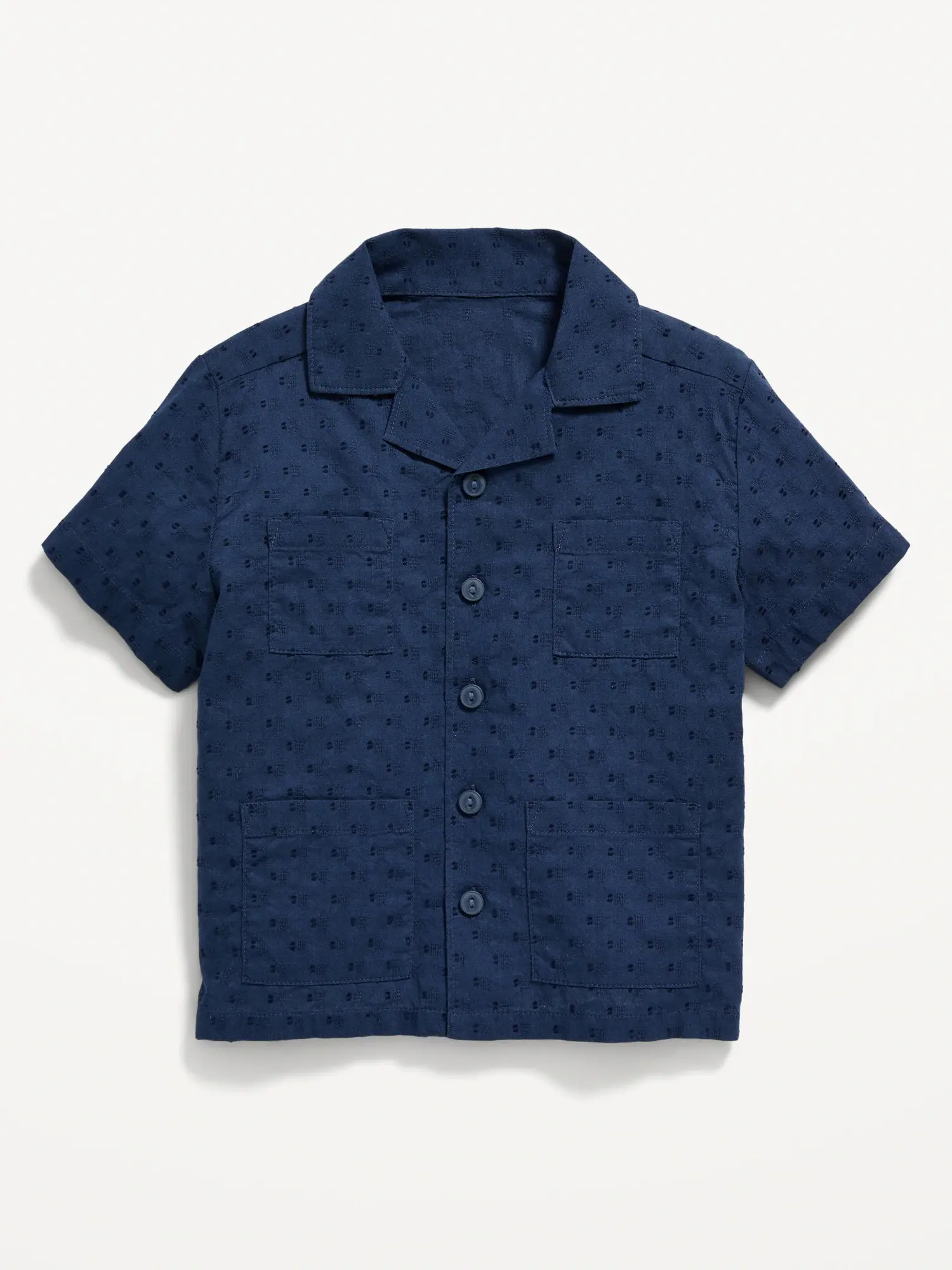 Old Navy Short-Sleeve Clip-Dot Pocket Shirt for Toddler Boys blue. 1