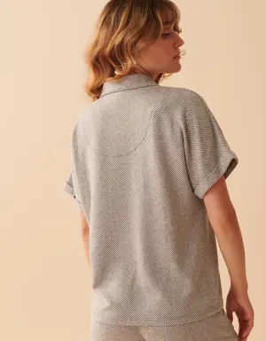 Soft Knit Button-down Short Sleeve Shirt