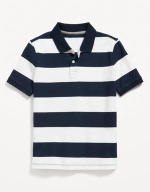 Striped Short-Sleeve Rugby Polo Shirt for Boys blue