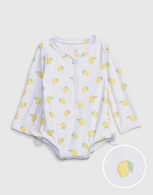 Baby Recycled Lemon Rash Guard Swim One-Piece white