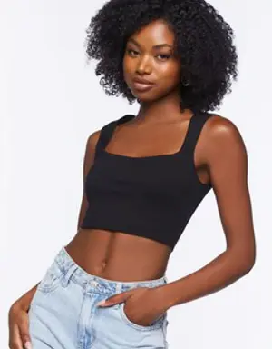 Forever 21 Ponte Knit Crop Top Black