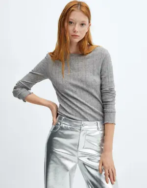Long-sleeved knitted t-shirt