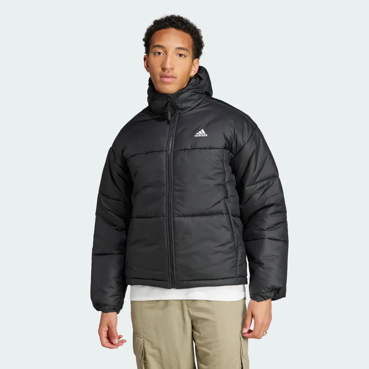 Adidas BSC 3-Stripes Puffy Hooded Jacket. 2