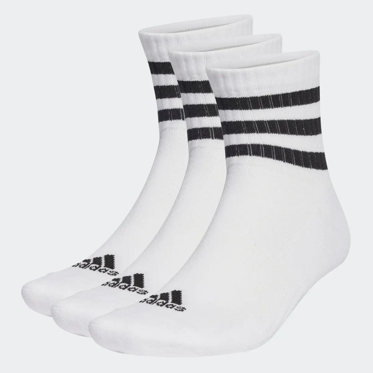 Adidas 3-Stripes Cushioned Sportswear Mid-Cut Socks 3 Pairs. 2