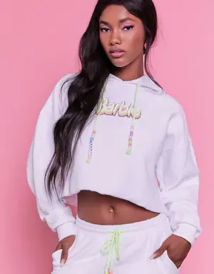 Forever 21 Barbie&trade; Graphic Beaded Hoodie White/Multi