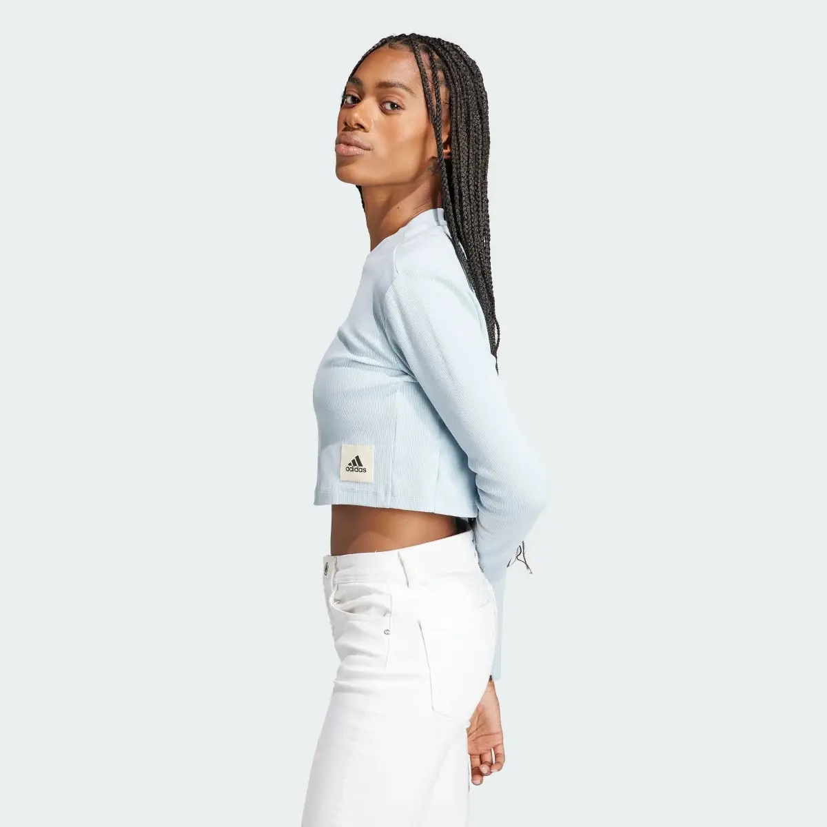 Adidas Lounge Ribbed Crop Long Sleeve Tee. 3