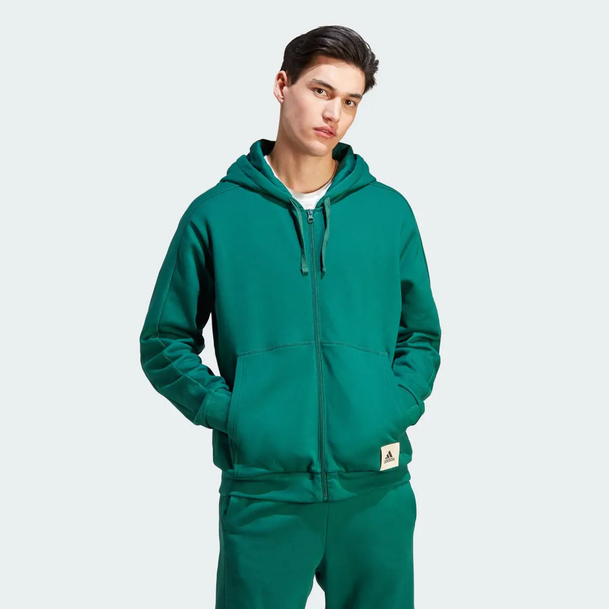 Adidas Lounge French Terry Full-Zip Sweatshirt. 2