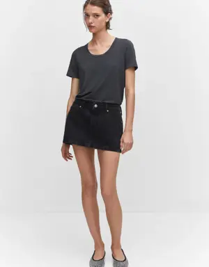 Low-rise denim mini skirt
