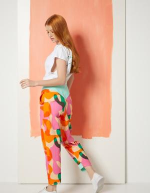 Cotton Fuchsia Trousers With Bodice Detail Pattern