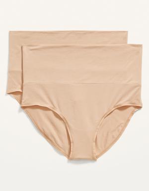 Old Navy Maternity 2-Pack Rollover-Waist Supima&#174 Cotton-Blend Hipster Underwear beige