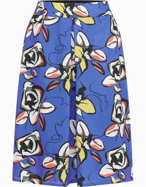 Blue Floral Patterned Skirt - 4 / Original