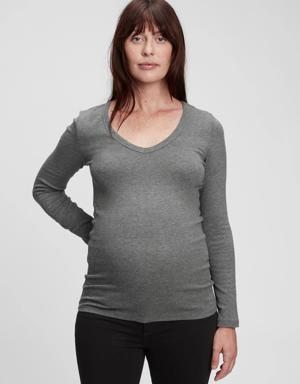 Maternity Modern V-Neck T-Shirt gray