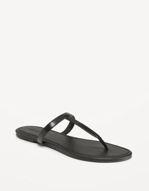 Old Navy Faux-Leather T-Strap Sandals for Women black