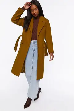 Forever 21 Forever 21 Faux Wool Belted Trench Coat Cigar. 2