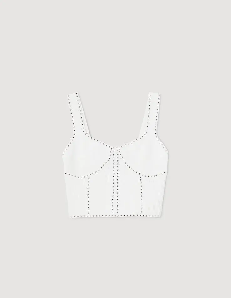 Sandro Rhinestone knit cropped top. 1