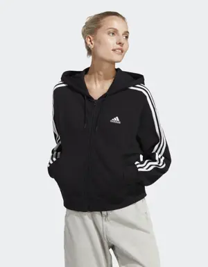 Essentials 3-Stripes French Terry Bomber Full-Zip Hoodie