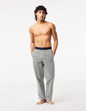 Herren LACOSTE Pyjama-Hosen aus Baumwoll-Popeline mit Karomuster