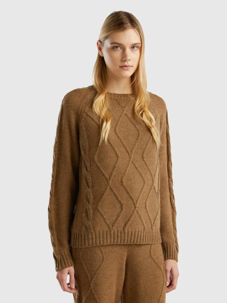 Benetton sweater with cables and diamonds. 1