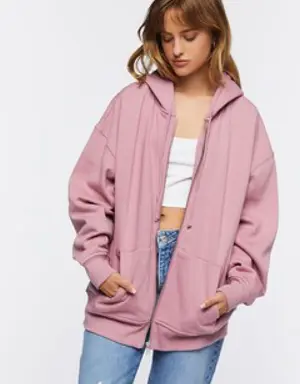 Forever 21 Organically Grown Cotton Zip Up Hoodie Dawn Pink