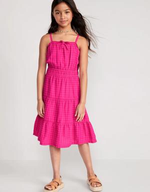Sleeveless Ruffle Trim Midi Dress for Girls pink
