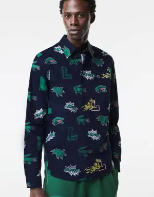 Men's Regular Fit Crocodile Print Shirt