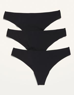 Soft-Knit No-Show Thong Underwear 3-Pack black