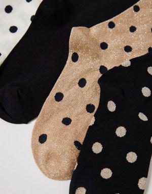 5'Lİ Paket Kadın Soket Çorap Desenli