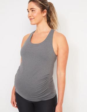 Maternity PowerSoft Side-Shirred Racer-Back Shelf Bra Tank Top gray