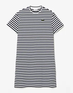 Women's Lacoste Mid-Length Striped Cotton Jersey T-Shirt Dress