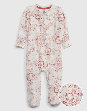 Gap Baby Print Footed One-Piece white