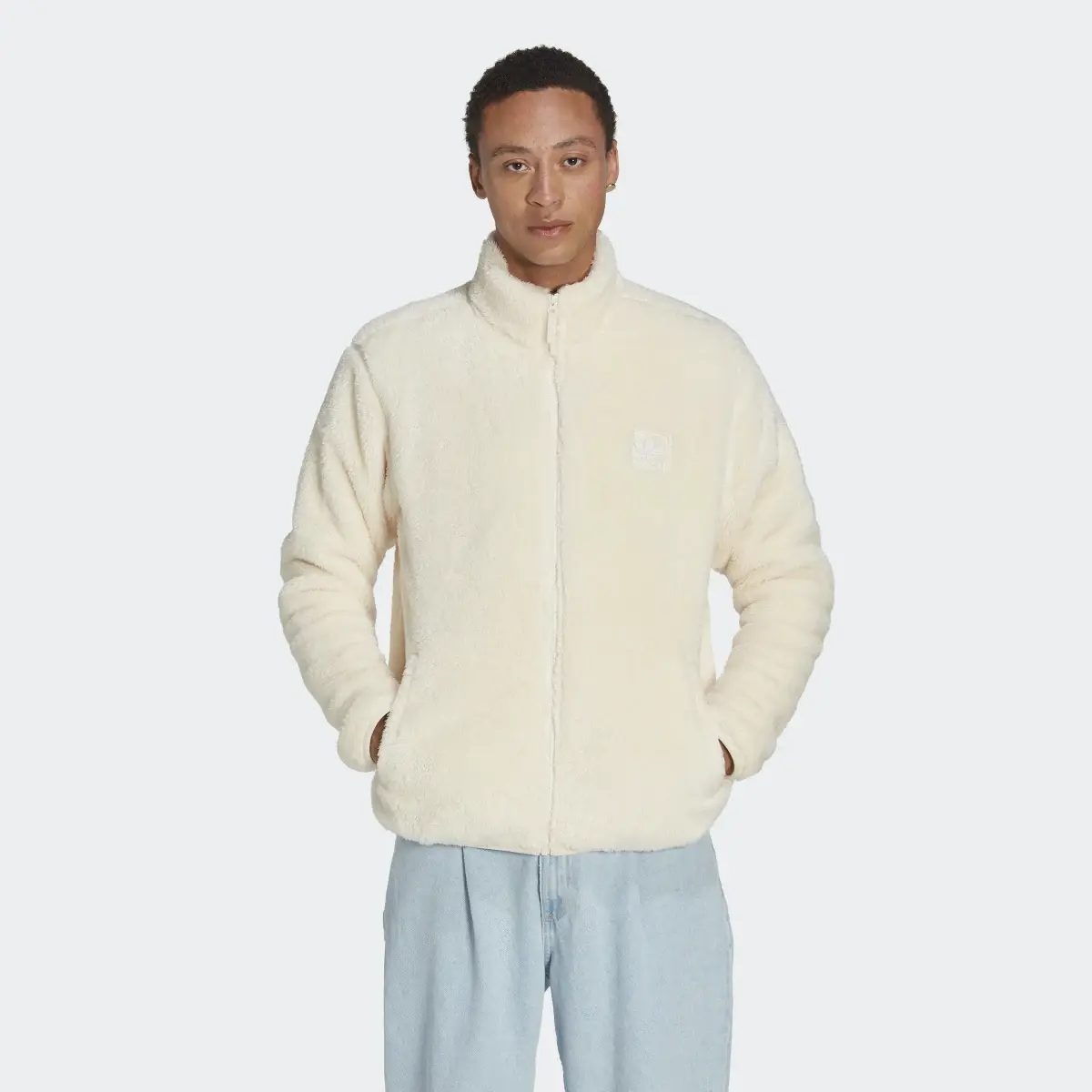 Adidas Essentials+ Fluffy Fleece Track Jacket. 2