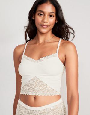 Old Navy Lace-Paneled Rib-Knit Brami Top for Women white