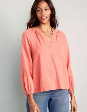 Old Navy Split-Neck Blouse for Women orange