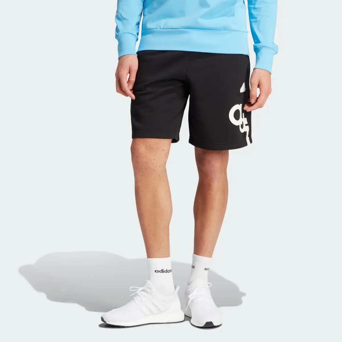 Adidas Graphic Print Fleece Shorts. 1