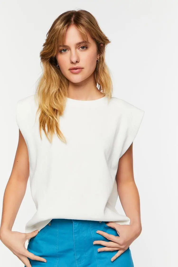 Forever 21 Forever 21 Sleeveless Crew Neck Tee White. 1