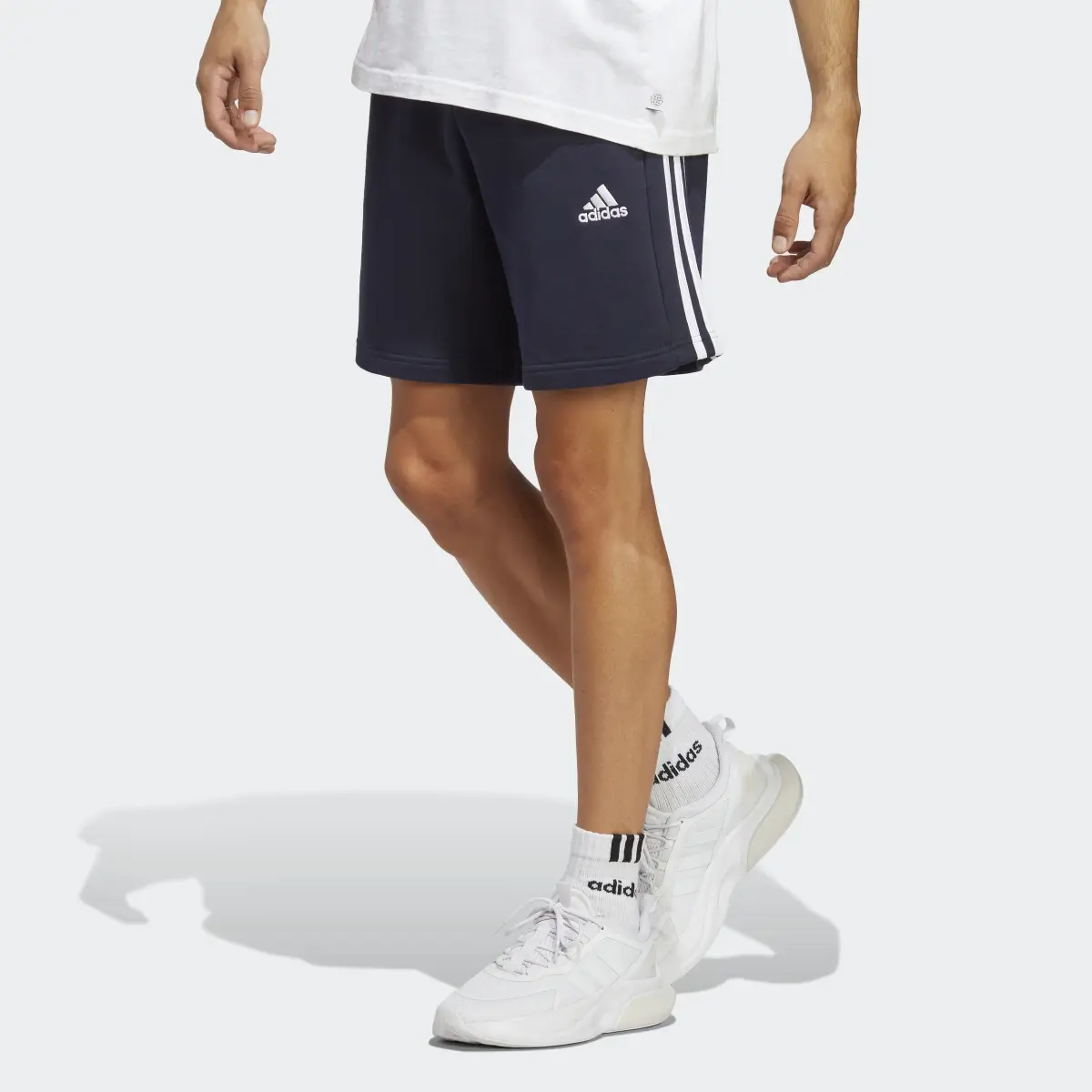 Adidas Essentials French Terry 3-Stripes Shorts. 1