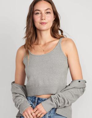 Cozy Cropped Sweater Tank Top for Women gray