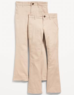 School Uniform Boot-Cut Pants 2-Pack for Girls beige