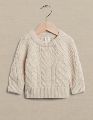 Merino-Cashmere Cable Sweater for Baby multi