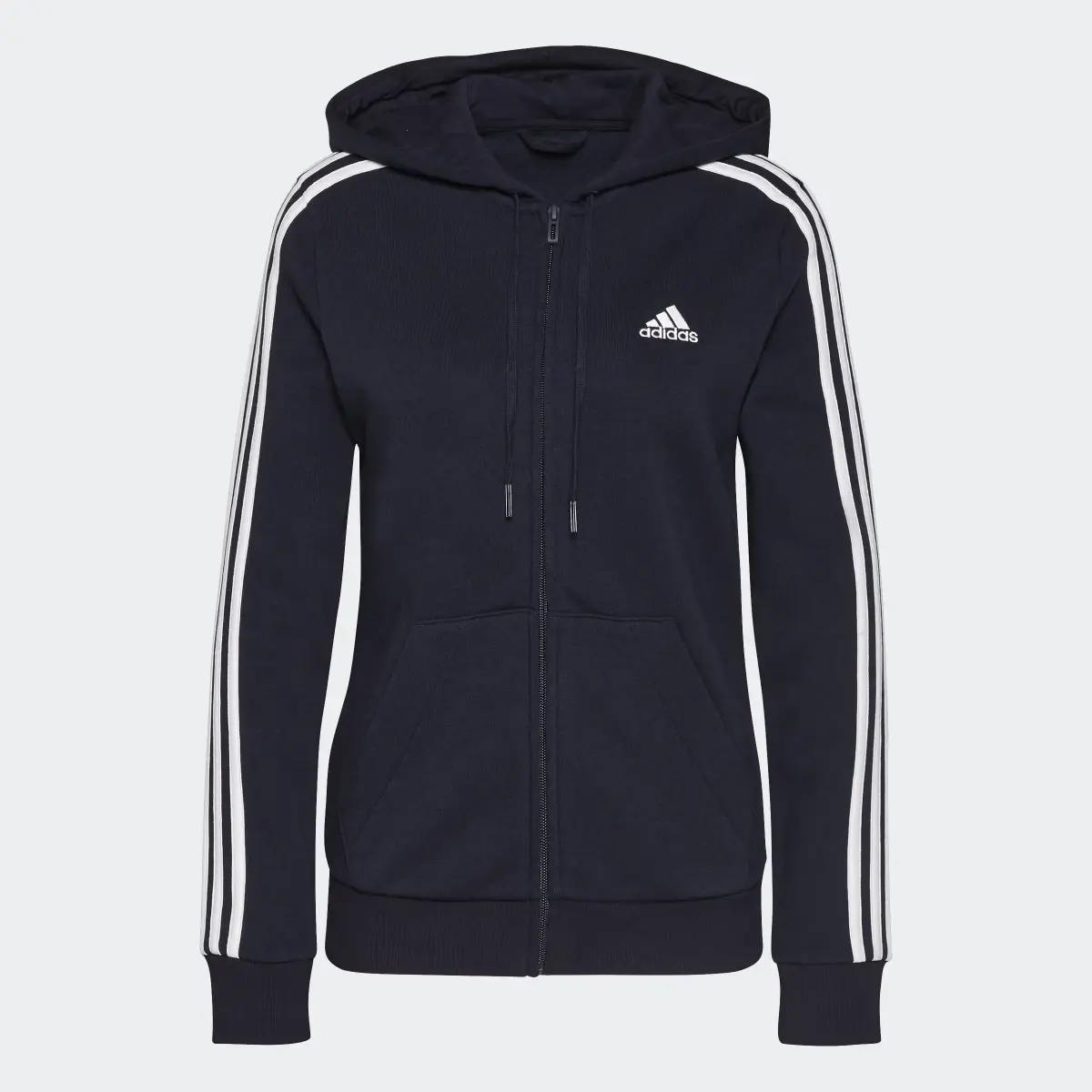 Adidas Essentials Fleece 3-Stripes Full-Zip Kapüşonlu Üst. 1