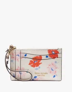 Morgan Dotty Floral Embossed Card Case Wristlet