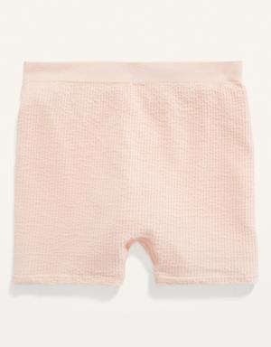 High-Waisted Seamless Waffle-Knit Boyshort Boxer Briefs for Women -- 2-inch inseam pink
