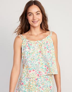 Old Navy Ruffle-Trimmed Double-Strap Cami Pajama Top for Women white